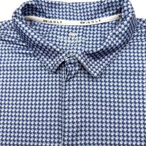Rorie Whelan Golf Polo Men XXL Blue Geometric Diamond Stretch Performance Shirt